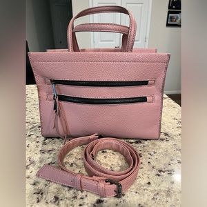 Pink Crossbody Satchel Handbag With Zipper